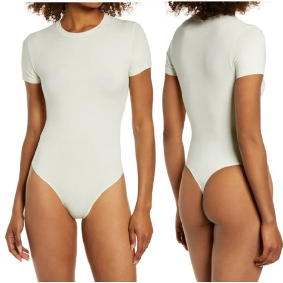 SKIMS Tops - SKIMS Bone Stretch Cotton Jersey T-Shirt Bodysuit Size S